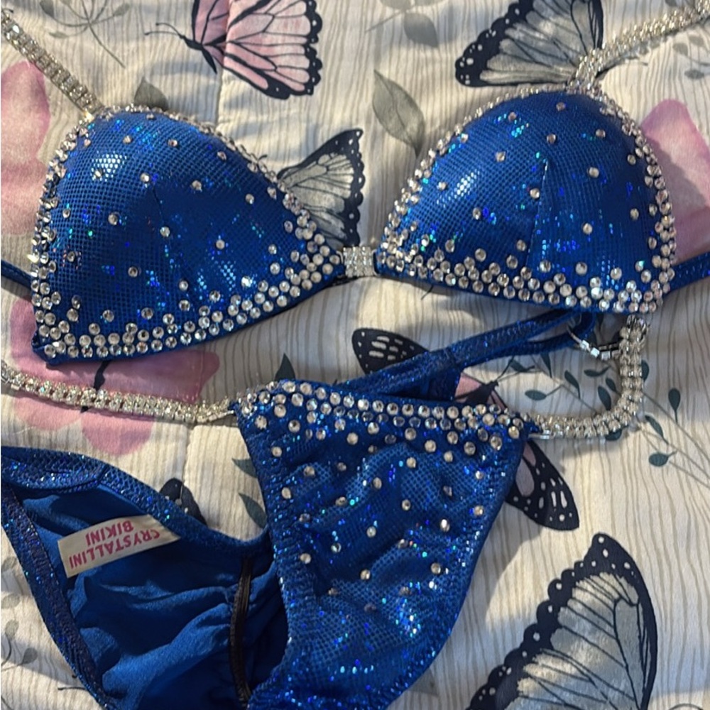 Blue Sequin Bikini with Rhinestones